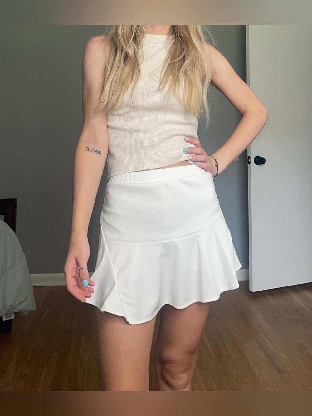 SHEIN White Flared Skater Mini Skirt